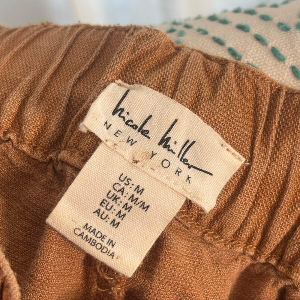 Linen Pull on Pants in Tan Size Medium - Picture 6 of 7